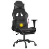vidaXL Silla gaming de masaje y reposapi&eacute;s cuero sint&eacute;tico negro gris