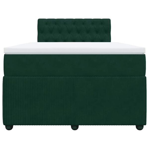 vidaXL Cama box spring con colch&oacute;n terciopelo verde oscuro 120x190 cm