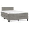 vidaXL Cama box spring colch&oacute;n y LED terciopelo gris claro 120x190 cm