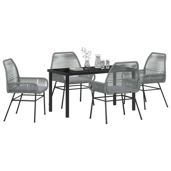 vidaXL Conjunto de Comedor de Jard&iacute;n 5 pcs Gris rat&aacute;n sint&eacute;tico