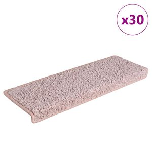 vidaXL Alfombrillas para escaleras 30 unidades 65x21x4 cm Blanco y rosa Borde rectangular