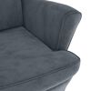 vidaXL Sillón orejero y taburete de terciopelo gris oscuro