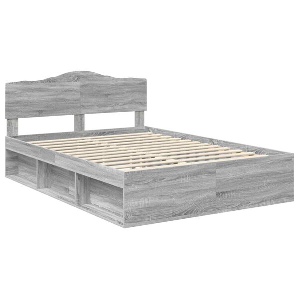 vidaXL Estructura de cama con cabecera Gris Sonoma 160 x 200 cm