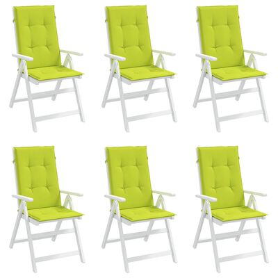 vidaXL Cojín silla de jardín respaldo alto 6 uds tela verde 120x50x3cm