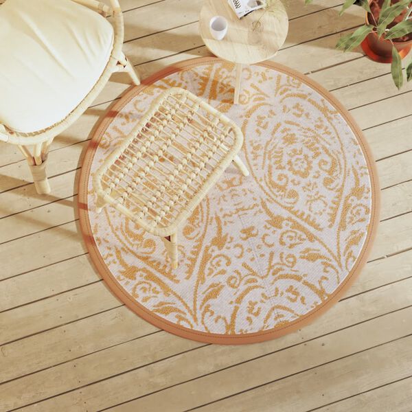 vidaXL Alfombra exterior ARAKIL naranja y blanco PP Ø120 cm