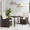vidaXL Conjunto de Comedor de Jard&iacute;n 3 pcs Marr&oacute;n rat&aacute;n sint&eacute;tico