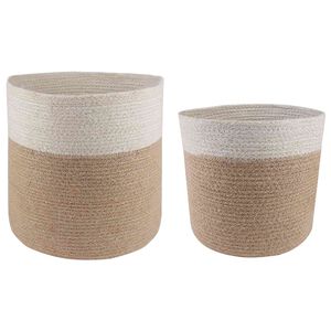 vidaXL Set de Macetas de Planta 2 uds. Natural y Blanco &Oslash; 28 x 28 cm