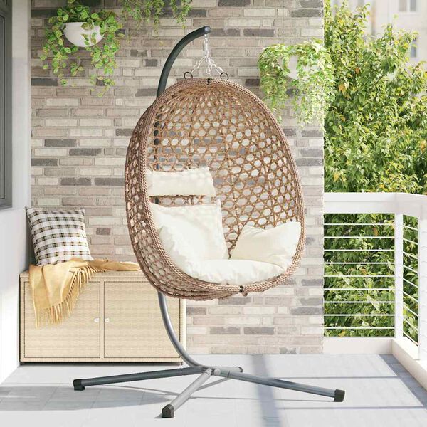 vidaXL Silla huevo colgante Manual Crema Claro 104 x 100 x 191 cm