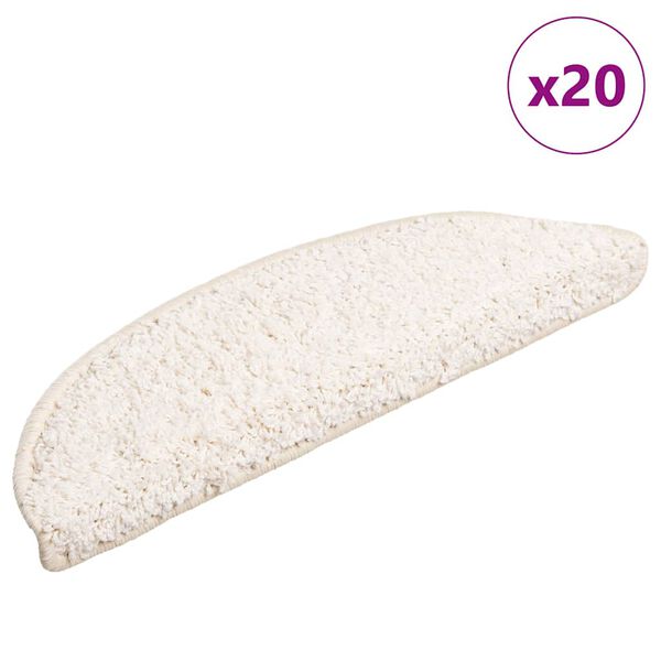 vidaXL Alfombrillas para escaleras 20 unidades 56x17x3 cm Blanco Semicircular