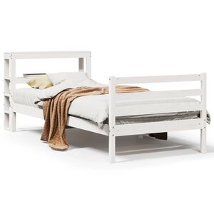 vidaXL Estructura de cama sin colch&oacute;n madera maciza blanca 75x190 cm
