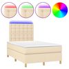vidaXL Cama box spring con colch&oacute;n y luces LED tela crema 120x190 cm