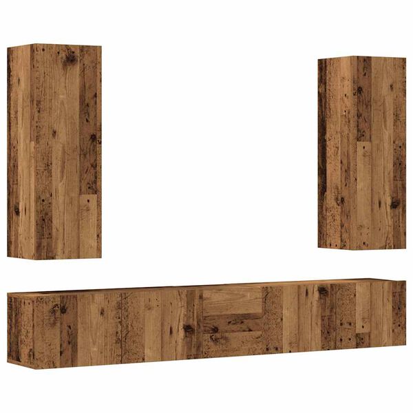 vidaXL Conjunto de mueble de TV 5 piezas montado la pared madera vieja