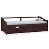 vidaXL Sof&aacute; cama de 3 plazas sin colch&oacute;n pino marr&oacute;n oscuro 90x200 cm