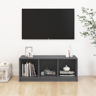 vidaXL Mueble de TV madera maciza de pino gris 104x33x41 cm