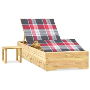 vidaXL Tumbona de jard&iacute;n con mesa y coj&iacute;n de madera de pino impregnada