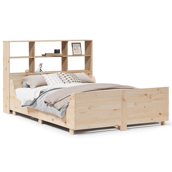 vidaXL Cama con estanter&iacute;a sin colch&oacute;n madera maciza 120x200 cm