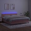 vidaXL Cama box spring colch&oacute;n y LED terciopelo rosa 180x200 cm