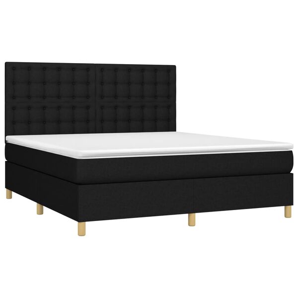 vidaXL Cama box spring con colch&oacute;n tela negro 160x200 cm