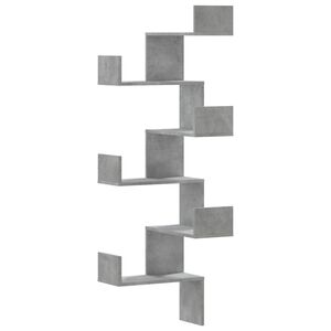 vidaXL Estanter&iacute;a de pared de esquina madera gris hormig&oacute;n 45x45x147cm