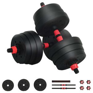 vidaXL Set de Mancuernas y Barra de 2 en 1 20 kg Negro y rojo
