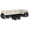 vidaXL Conjunto de sof&aacute;s de jard&iacute;n 7 uds. Negro y Blanco Crema
