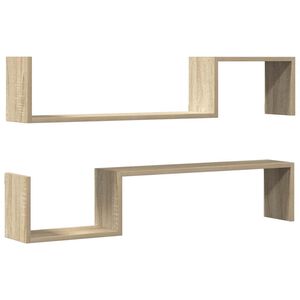 vidaXL Estantes de pared 2 uds madera de ingenier&iacute;a roble 100x15x20 cm