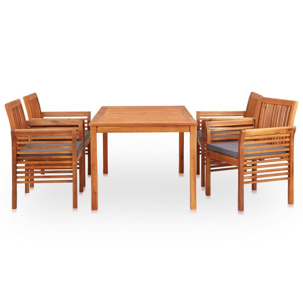 vidaXL Set comedor de jard&iacute;n 5 pzas y cojines madera maciza de acacia