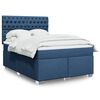 vidaXL Cama box spring con colch&oacute;n tela azul 160x200 cm