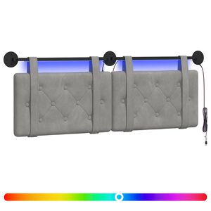 vidaXL Cabecero colgante Con luz LED Gris Claro Terciopelo