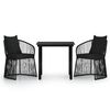 vidaXL Juego de comedor de jardín 3 piezas con cojines negro