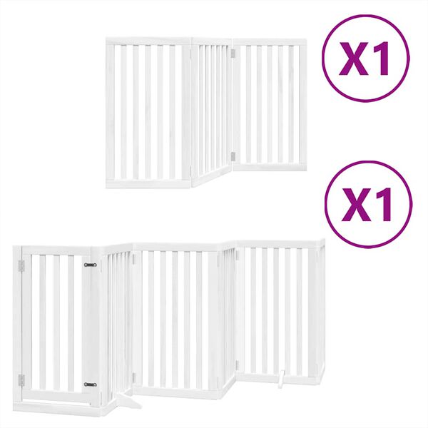 vidaXL Puerta para perros plegable 9 paneles madera &aacute;lamo blanca 450cm