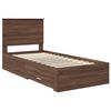 vidaXL Estructura de cama con caj&oacute;n Roble Marr&oacute;n y Plata 75 x 190 cm