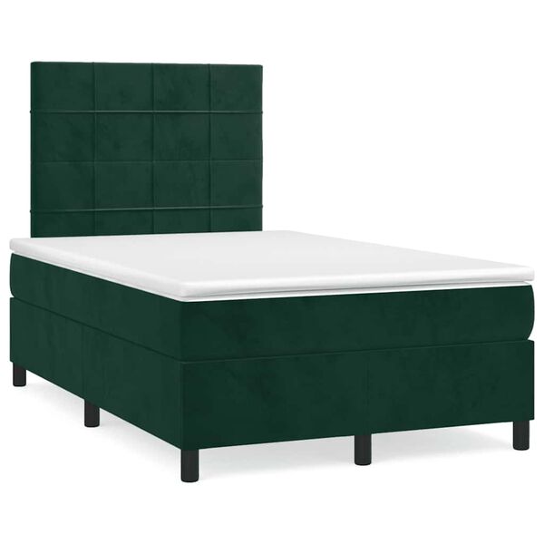 vidaXL Cama box spring con colch&oacute;n terciopelo verde oscuro 120x200 cm