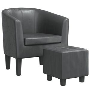 vidaXL Sill&oacute;n con taburete cuero sint&eacute;tico gris
