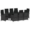 vidaXL Conjunto de Comedor de Jard&iacute;n 9 pcs Negro rat&aacute;n sint&eacute;tico