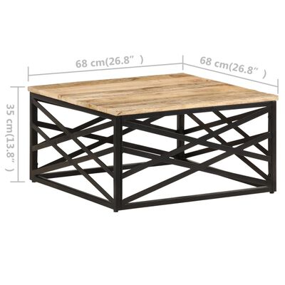 vidaXL Mesa de centro de madera maciza de mango 68x68x35 cm