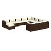 vidaXL Set muebles de jard&iacute;n 11 pzas y cojines rat&aacute;n sint&eacute;tico marr&oacute;n