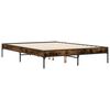 vidaXL Estructura cama madera ingenier&iacute;a metal roble ahumado 135x190cm