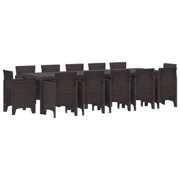 vidaXL Conjunto de Comedor de Jardín 13 pcs Marrón Poliratán