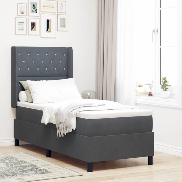 vidaXL Cama tipo Box Spring Gris oscuro 80 x 200 cm Terciopelo