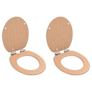 vidaXL Asiento inodoro WC 2 uds tapa de cierre suave MDF dise&ntilde;o bamb&uacute;