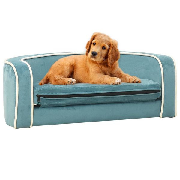 vidaXL Sof&aacute; plegable de perros coj&iacute;n lavable felpa turquesa 73x67x26cm