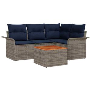 vidaXL Conjunto de sof&aacute;s de jard&iacute;n 5 pcs Gris y azul marino