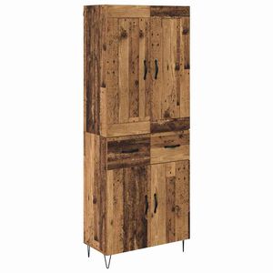 vidaXL Aparador alto con caj&oacute;n Madera envejecida 69,5 x 34 x 180 cm
