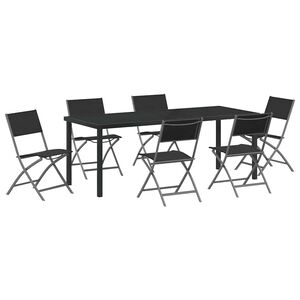 vidaXL Conjunto de Comedor de Jard&iacute;n 7 pcs Negro