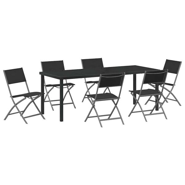 vidaXL Conjunto de Comedor de Jard&iacute;n 7 pcs Negro