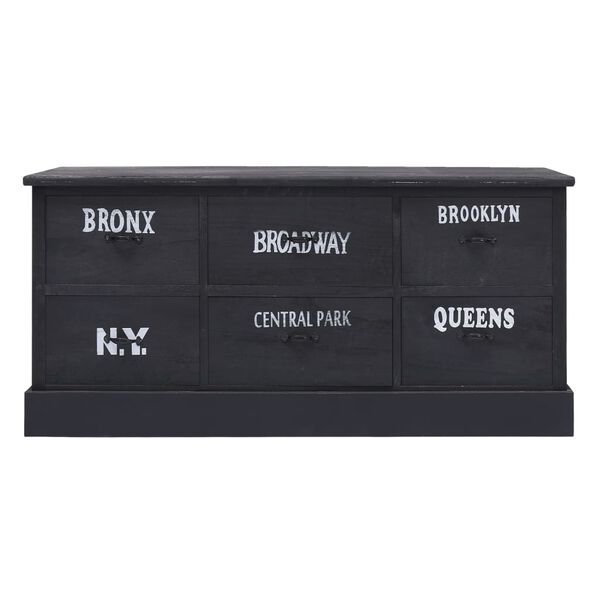 vidaXL Banco de entrada de madera negro 115x30x40 cm