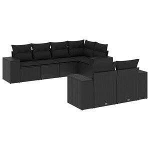 vidaXL Set de comedor de jard&iacute;n 7 pzas y cojines rat&aacute;n sint&eacute;tico negro