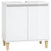 vidaXL Set muebles de ba&ntilde;o 3 piezas madera contrachapada blanco brillo