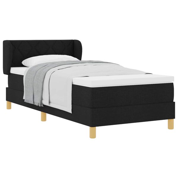 vidaXL Cama tipo Box Spring con colch&oacute;n Negro 90 x 190 cm tela